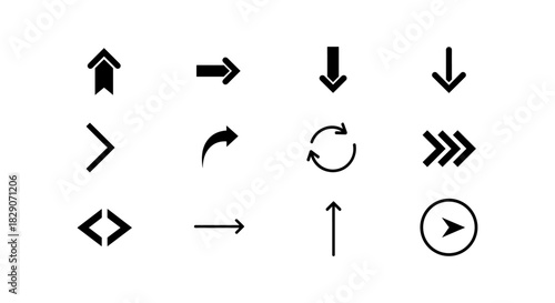 Simple black arrow icons set for navigation and ui design
