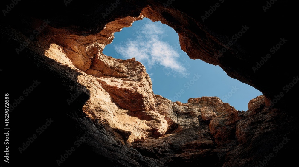 Obraz premium Unique Arch-Like Structure Frames the Sky in a Natural Rock Formation With an Empty Center