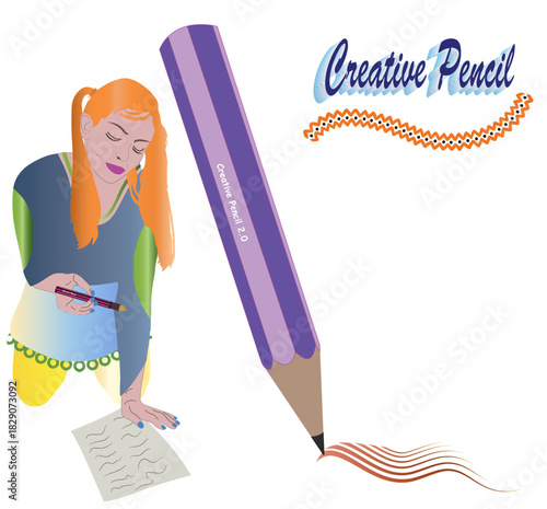 Creative Pencil With a pencil and the creativity of imagination.eps