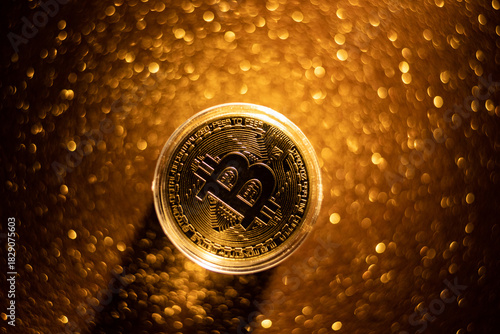 Bitcoin icon sign payment symbol golden background