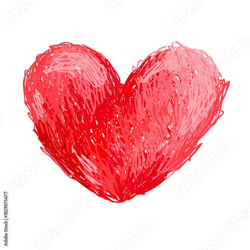 Doodle vector heart. Love symbol, hand painted colorful grungy heart shape