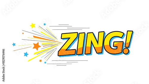 Zing Comic Style Text with Dynamic Burst Effect.