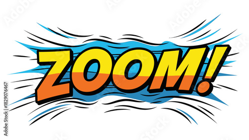Comic book style word art with the word ZOOM in bold letters.