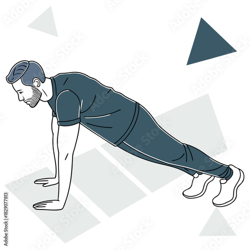 Man performing a forearm plank exercise illustration
