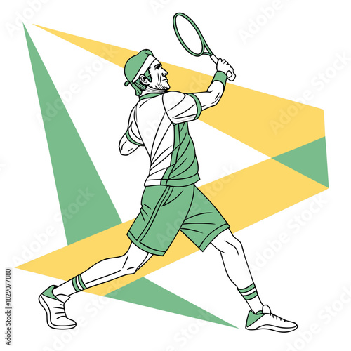 Man playing tennis hitting a volley with racket