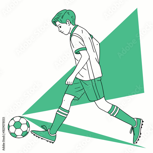 Teenager boy practicing a soccer free kick