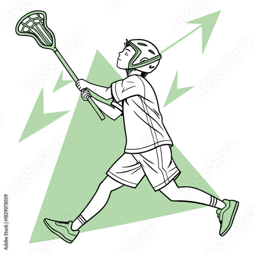 Teenager boy practicing lacrosse catching with stick