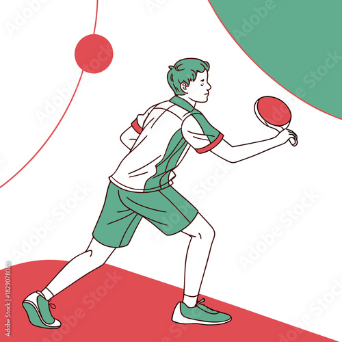 Young boy playing table tennis sport