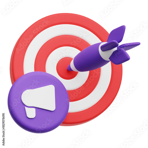 Ads Business Goal 3D Icon Isolated On The Transparent Background