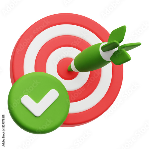 Approve Business Goal 3D Icon Isolated On The Transparent Background