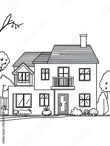 Animation of one line drawing of an home. Planning, design and development of a house. Continuous line self drawing. Animated illustration