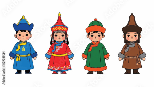 Diverse Children in Traditional Clothing