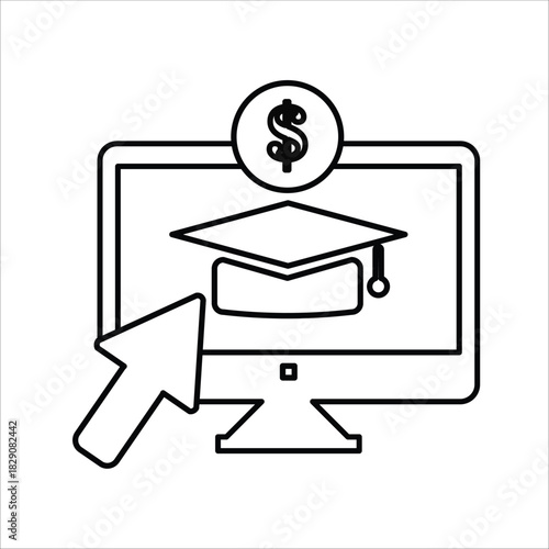 tuition cost icons. simple line vector