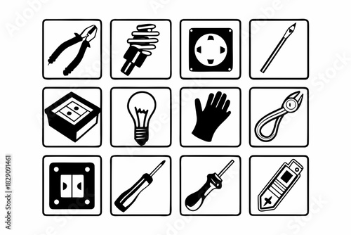 A Black and White Icon Set for DIY Home Electrical Projects