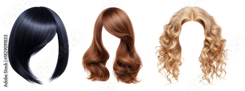Beautiful wig hair on transparent background