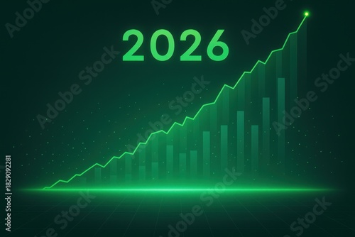 A dynamic green growth chart, with a peak in the following year, is optimistic, visually depicting a strong forecast for improved economic or business performance.
