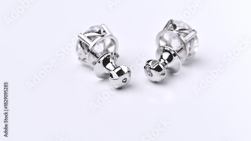 Diamond earrings. Gold jewelry. Silver jewelry.