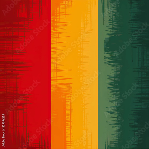 Abstract grunge striped background in red yellow green, colorful vertical brush stroke texture for modern design and poster art