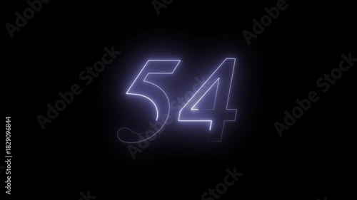 54 number text Neon glowing animation