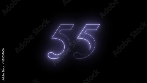 55 number text Neon glowing animation