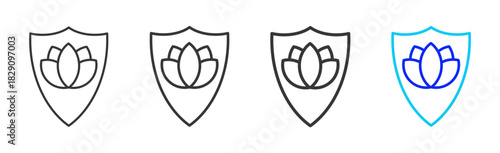 Secure Peace icon set collection in creative outline style for states of mind featuring multiple thickness variations suitable for wellness meditation relaxation visual ai