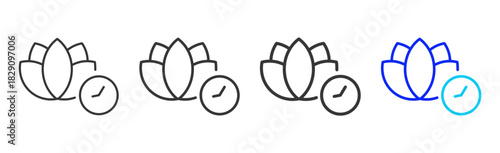 Calm Rhythm icon set collection in creative outline style for states of mind featuring multiple thickness variations suitable for wellness meditation relaxation visual ai