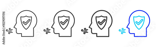 Protected Breathing icon set collection in creative outline style for states of mind featuring multiple thickness variations suitable for wellness meditation relaxation visual ai