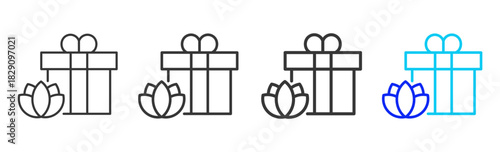 Grateful Presence icon set collection in creative outline style for states of mind featuring multiple thickness variations suitable for wellness meditation relaxation visual ai