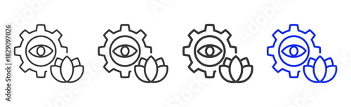 Conscious Function icon set collection in creative outline style for states of mind featuring multiple thickness variations suitable for wellness meditation relaxation visual ai