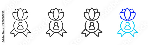 Aligned Being icon set collection in creative outline style for states of mind featuring multiple thickness variations suitable for wellness meditation relaxation visual ai