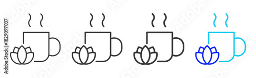 Peaceful Pause icon set collection in creative outline style for states of mind featuring multiple thickness variations suitable for wellness meditation relaxation visual ai