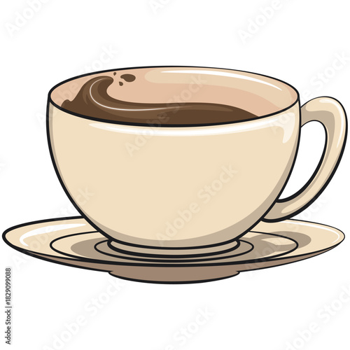 cute coffee cup, cartoon coffee mug vector illustration, work of hand drawn