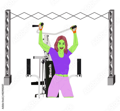 Woman exercises on a machine to tone her shoulder and abdominal muscles [Converted].ai