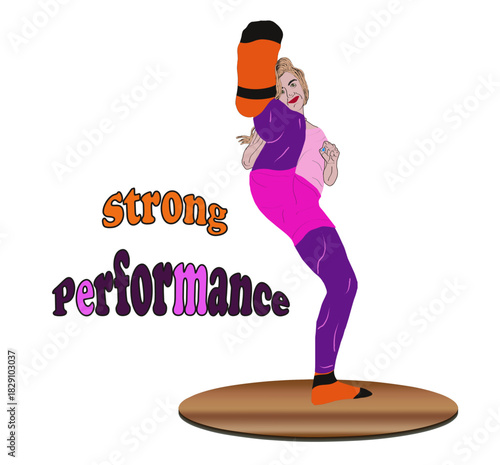 Power performance in a simple expression a girl playing boxing in fuchsia shorts and pink shirt [Converted].ai