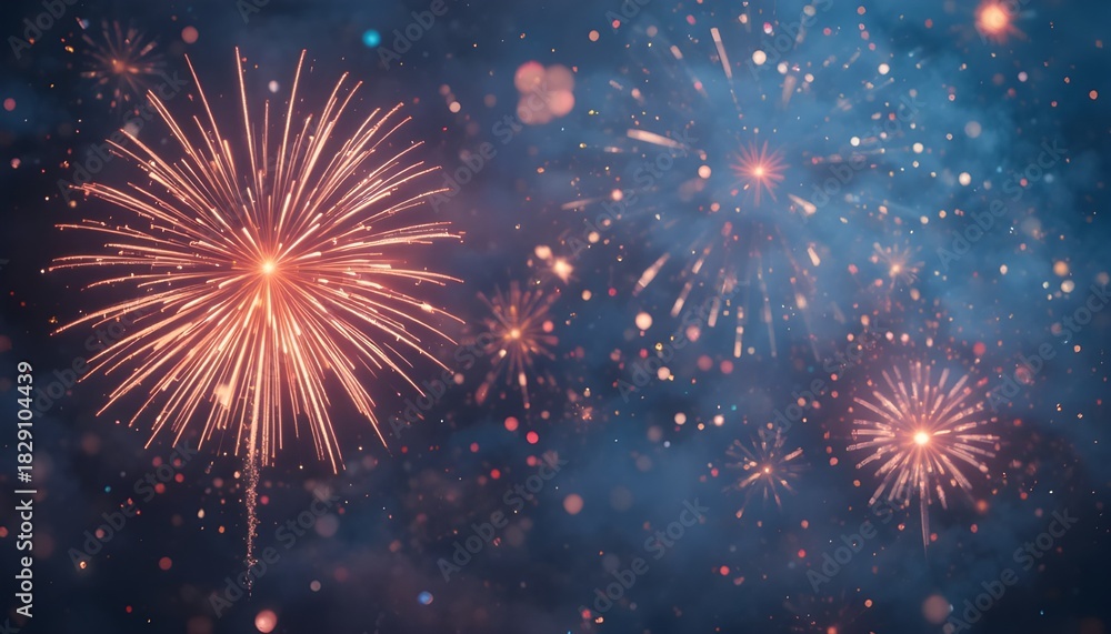 Fototapeta premium Elegant fireworks shining in the background