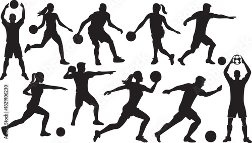 Football Athlete Sport Silhouettes on White Background Vector Fully Editable Smart Object Text Effect
