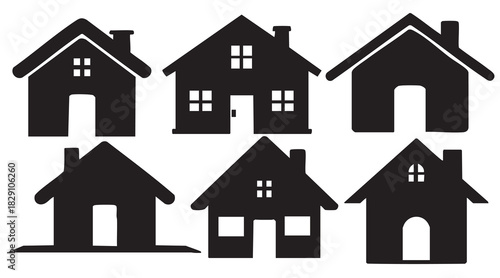 House Home Silhouettes on White Background Vector Fully Editable Smart Object Text Effect