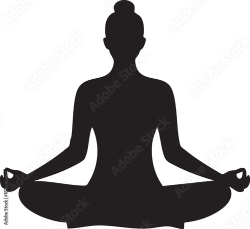 Yoga and Meditation Pose Silhouettes on White Background Vector Fully Editable Smart Object Text Effect