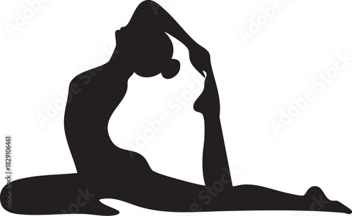 Yoga and Meditation Pose Silhouettes on White Background Vector Fully Editable Smart Object Text Effect