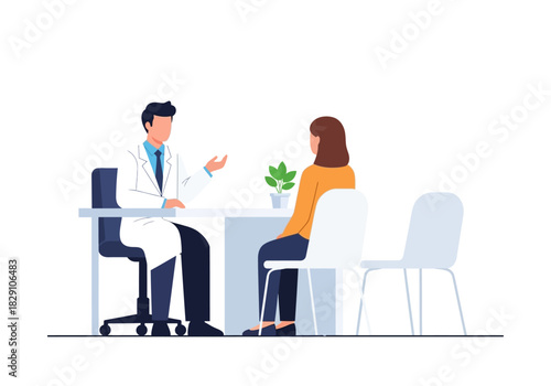 Doctor Consults with Patient at Desk in Office Setting