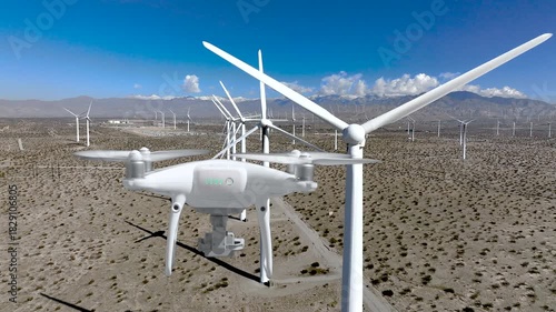 Drone Inspecting Wind Turbines in San Gorgonio, Palm Springs, CA
