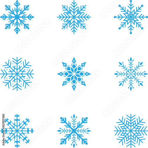 set of vector snowflakes
