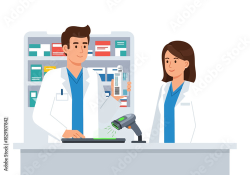 Pharmacists at Work: Scanning Medication in a Pharmacy Setting