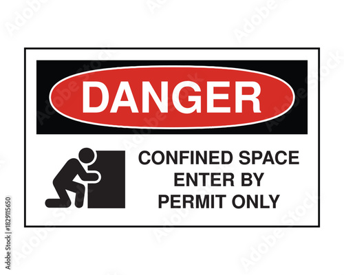 Confined Space Safety Sign – Danger Permit Required Entry