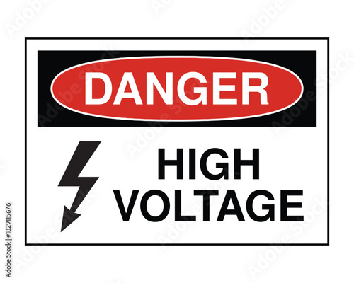 High Voltage Safety Sign – Danger Lightning Symbol