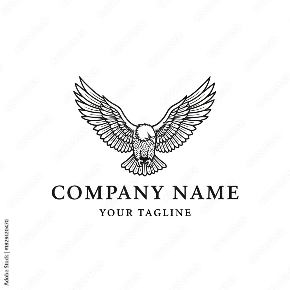 Fototapeta premium Elegant Eagle Logo Design with Spread Wings.