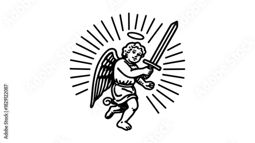 Black and white line art illustration of hands holding a heart-shaped gift box with a bow, symbolizing love, romance, and celebration.