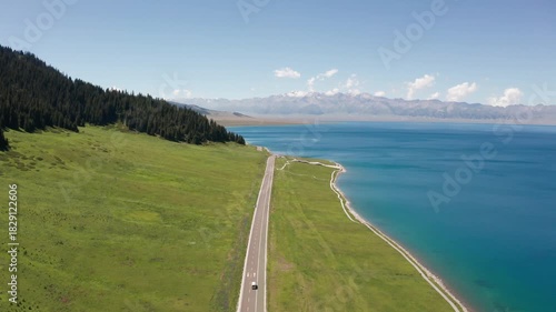 
Lake and grassland with a sunny day 4k