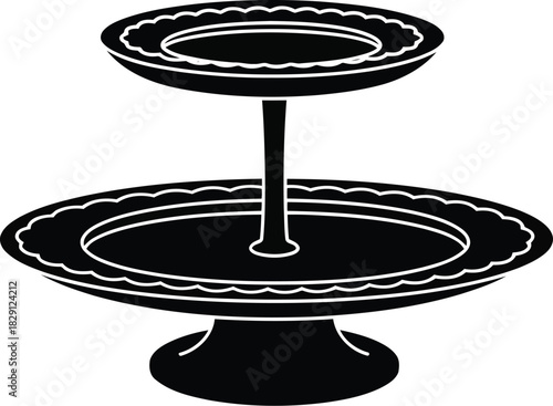 Elegant two tiered serving stand for desserts and appetizers minimalist design vector