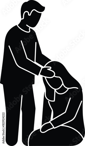 Man comforting woman sadness grief support empathy caring togetherness help kindness understanding vector